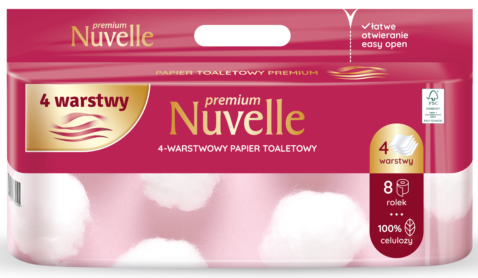 Papier toaletowy Nuvelle Premium 4 warstwy 8 rolek