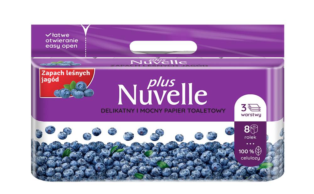 Papier toaletowy 3 warstwowy 8 rolek o zapachu jagody